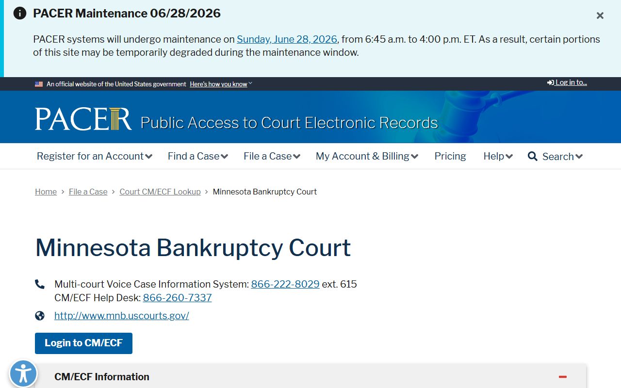 Lyon County court records Minnesota bankruptcy PACER lookup
