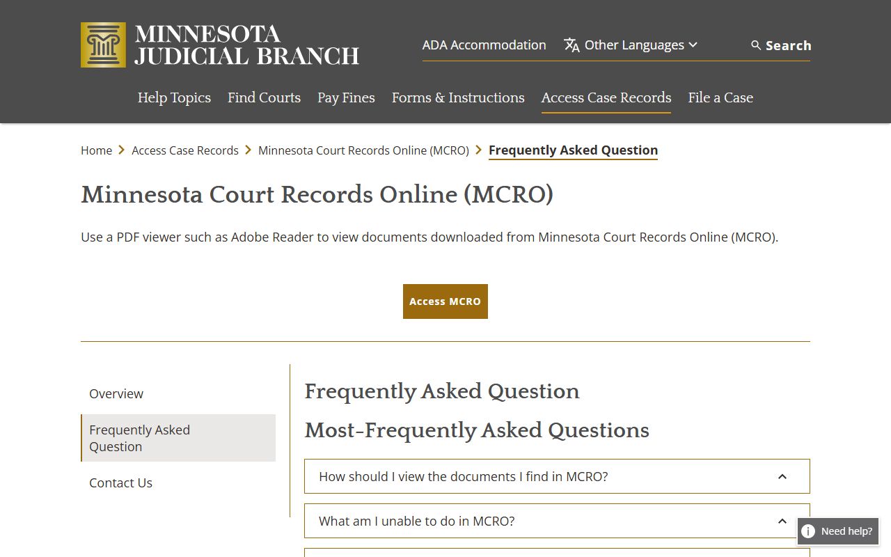Lyon County court records MCRO FAQ access limits
