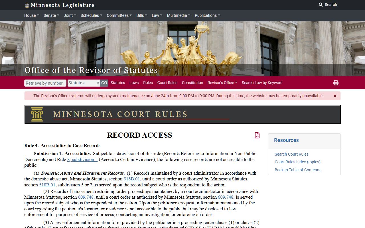 Lyon County court records Rule 4 access limits