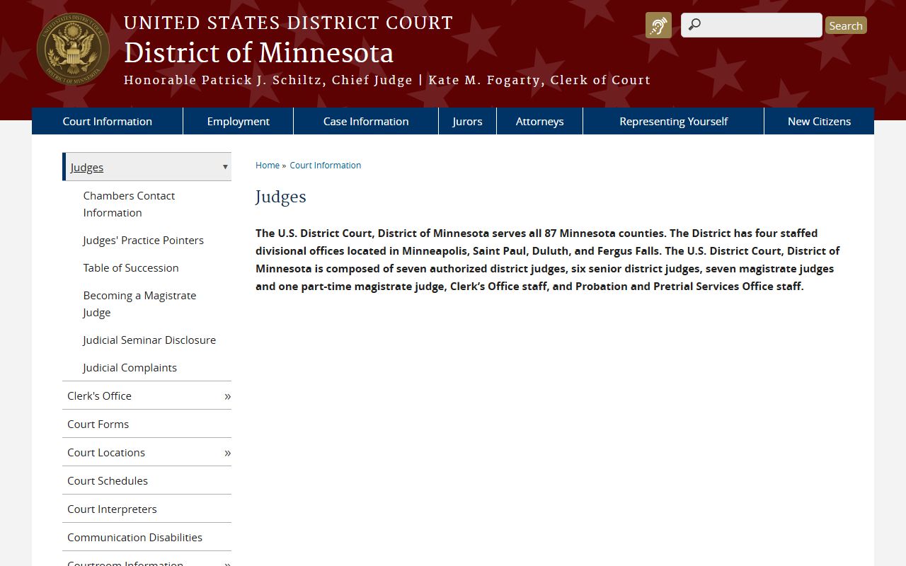 Lyon County District Court federal District of Minnesota judges