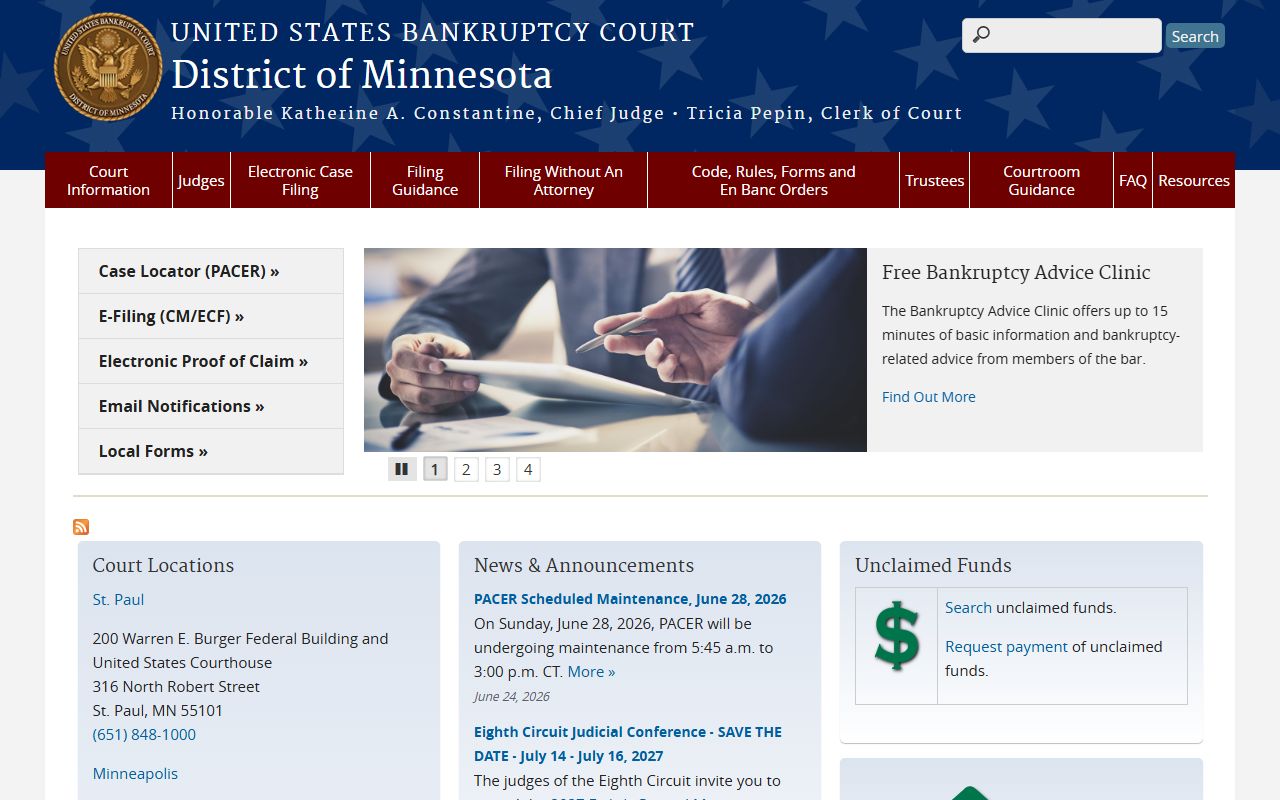 Lyon County District Court U.S. Bankruptcy Court Minnesota records