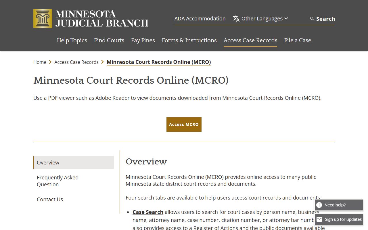 Lyon County court records MCRO overview