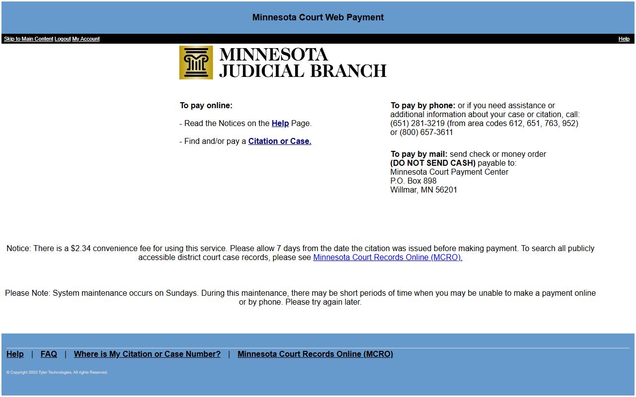 Lyon County traffic court records Minnesota Court Web Payment citation lookup